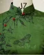 Chinese style Green Printing Split Front Tea-length Cheongsam 2026 Trumpet / Mermaid High Neck Cap Sleeves