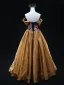 Élégant Doré Paillettes En Dentelle Fleur Robe De Bal 2025 Robe Boule De l'épaule Sans Manches Dos Nu Longue Promo Robe De Ceremonie
