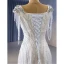 Luxe Blanche Perlage Gland Faux Diamant Paillettes Volants en Cascade Robe De Mariée 2023 Trompette / Sirène Encolure Carrée Sans Manches Dos Nu Chapel Train Mariage