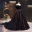 Elegante Schwarz Ballkleider 2023 Ballkleid Bandeau Schleife Ärmellos Rückenfreies Hof-Schleppe Ball Festliche Kleider