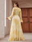 Élégant Jaune Robe De Bal 2025 Princesse Encolure Dégagée Manches de cloche Longue Promo Robe De Ceremonie