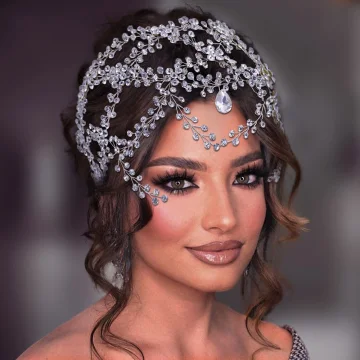 Snygga Fina Silver Rhinestone Bröllop Brud Huvudbonad 2023 Legering