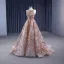 Sparkly High-end Rose Gold Handmade  Beading Sequins Prom Dresses 2023 A-Line / Princess Scoop Neck Sleeveless Sweep Train Prom Formal Dresses
