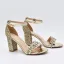Charmant Glitzernden Gold Strass Pailletten Brautschuhe 2022 Knöchelriemen 10 cm Thick Heels Peeptoes Hochzeit Sandaletten Hochhackige