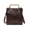 Vintage / Retro Coffee Handmade  Leather Casual Tote Bag Shoulder Bags 2022 Women's Bags