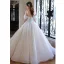 Charming Pearl White Rhinestone Wedding Dresses Prom Dresses 2022 Organza Ball Gown Off-The-Shoulder Short Sleeve Backless Floor-Length / Long Wedding