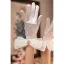 Vintage / Retro Ivory Pearl Bow Satin Bridal Gloves 2026 Wedding