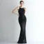 Sexy Burgundy Sequins Evening Dresses 2024 Trumpet / Mermaid Spaghetti Straps Sleeveless Backless Floor-Length / Long Evening Party Formal Dresses
