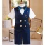 Navy Blue Suede 5-piece Short Sleeve Boys Wedding Suits 2022 Body Jewellery Pants Shirt Tie Vest Bow Wedding