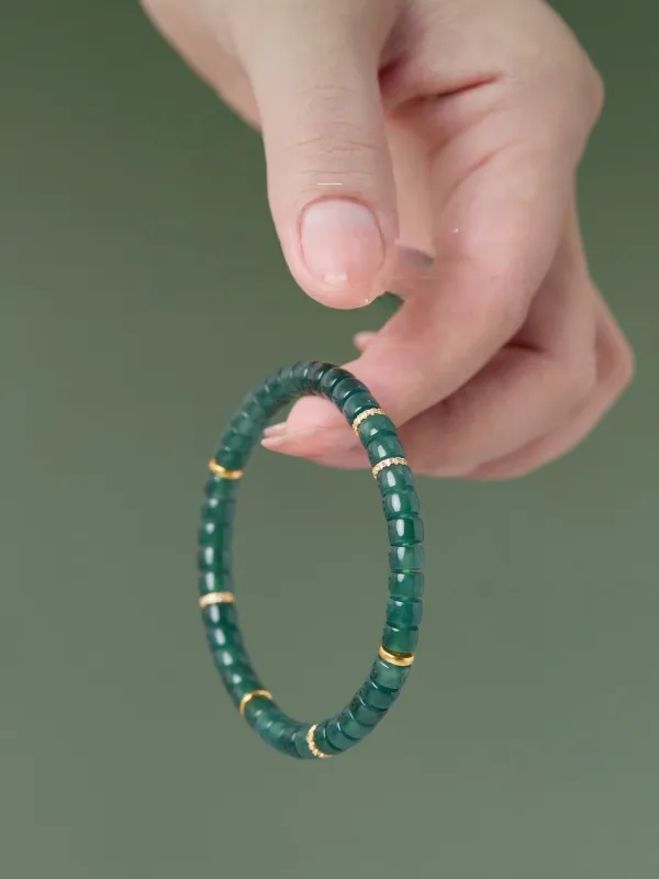 High-end Green Handmade Jadeite Bracelet Accessories 2025