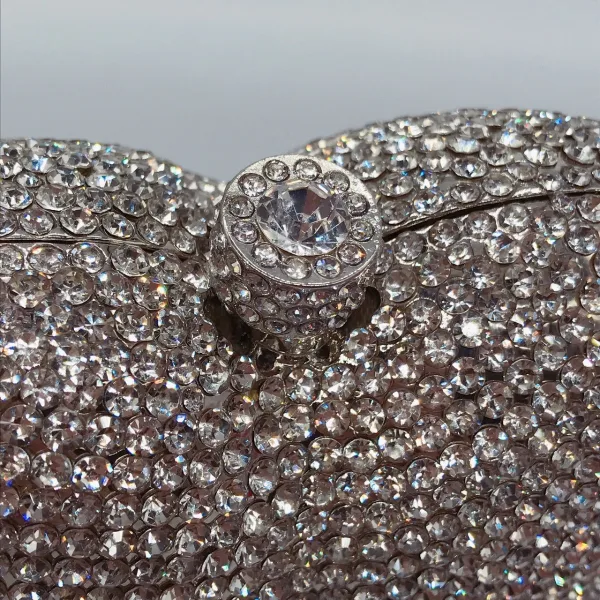 Charmant Rouge Forme de coeur Faux Diamant Pochette 2022 Métal Cocktail