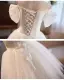 Chic / Belle Blanche Paillettes Appliques Robe De Mariée Courte 2024 Robe Boule De l'épaule Manches Courtes Dos Nu Tulle Mariage