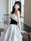 Charming Grey Floral Evening Dresses 2022 A-Line / Princess Off-The-Shoulder Sleeveless Backless Floor-Length / Long Evening Party Formal Dresses