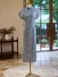 Chinese style Vintage / Retro Sky Blue Printing Cheongsam 2024 Trumpet / Mermaid High Neck Short Sleeve Tea-length