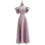 Chic / Beautiful Lavender Prom Dresses 2022 A-Line / Princess Strapless Puffy Short Sleeve Backless Floor-Length / Long Prom Formal Dresses