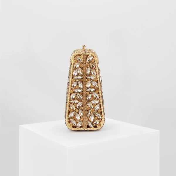 Chic / Beautiful Gold Glitter Pierced Rhinestone Sequins Evening Party Clutch Bags 2022