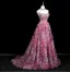 Blumenfee Rosa Strass Pailletten Applikationen Ballkleider 2025 A Linie Stehkragen Ärmellos Rückenfreies Sweep / Pinsel Zug Festliche Kleider