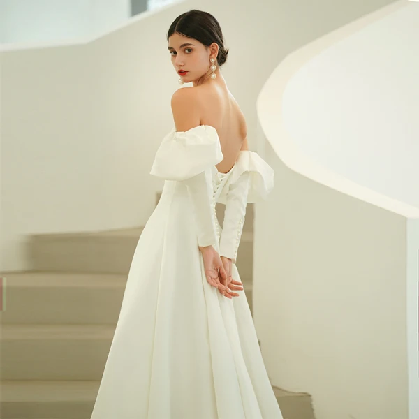 Elegant High-end Ivory Prom Dresses 2022 A-Line / Princess Strapless Short Sleeve Backless Floor-Length / Long Prom Formal Dresses