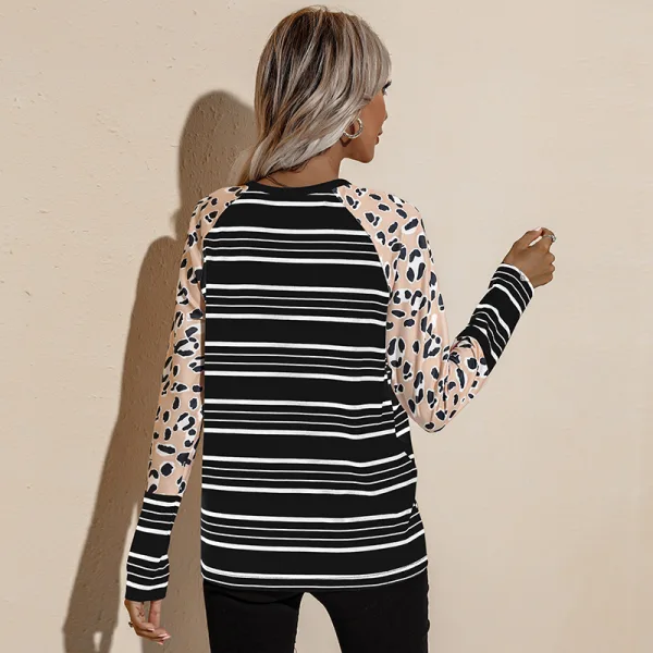 Fancy Women White Stripe Sweatshirts 2021 Scoop Neck Loose Cotton Casual Fall Winter Polka Dot Long Sleeve Tops
