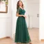 Simple Vert Foncé Paillettes Robe De Bal 2024 Princesse V-Cou Manches Courtes Dos Nu Longue Promo Robe De Ceremonie