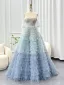 Charming Sky Blue Pleated Prom Dresses 2025 A-Line / Princess Strapless Sleeveless Backless Floor-Length / Long Formal Dresses