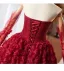 Blumenfee Burgunderrot Strass Applikationen Ballkleider 2025 Ballkleid Bandeau Ärmellos Lange Festliche Kleider