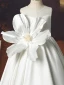 Chic / Beautiful White Birthday Appliques Flower Girl Dresses 2023 A-Line / Princess Scoop Neck Sleeveless Backless Floor-Length / Long