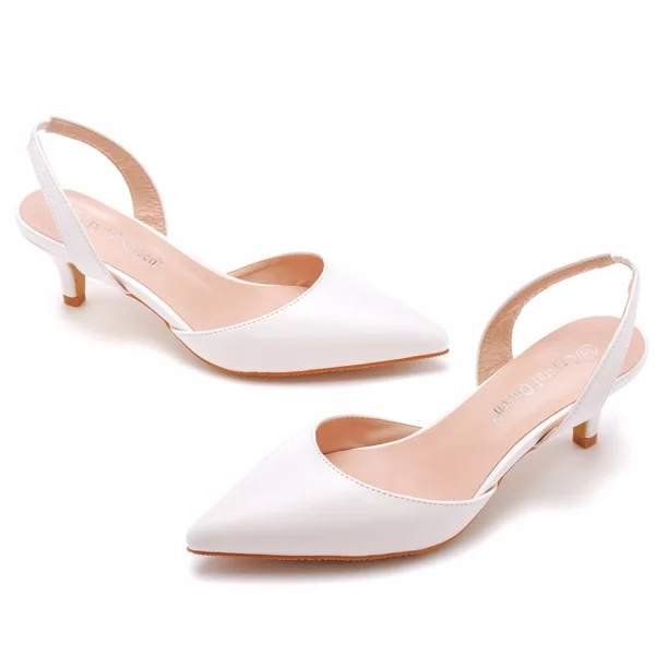 Simple Blanche Désinvolte Sandales Femme Talons Hauts 2023 5 cm Talons Aiguilles À Bout Pointu Sandales