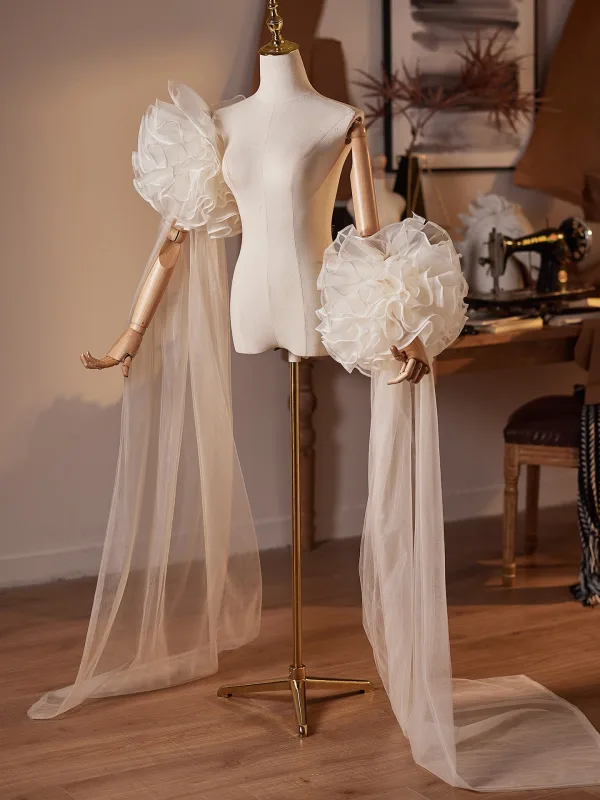 Unusual Champagne Handmade  Flower Tulle Prom shawl 2026