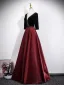 Vintage / Originale Bordeaux Robe De Bal 2026 Princesse V-Cou 3/4 Manches Dos Nu Longue