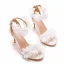 Charmant Blanche Appliques Chaussure De Mariée 2023 Bride Cheville 8 cm Talons Aiguilles Peep Toes / Bout Ouvert Chaussure De Mariée Talons Hauts