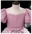 Chic / Belle Rougissant Rose En Dentelle Fleur Appliques Promo Robe Ceremonie Fille 2022 Robe Boule Encolure Dégagée Gonflée Manches Courtes Ceinture Noeud Longue Robe Ceremonie Fille