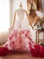 Fashion Red Two Tone Cascading Ruffles Prom Shawls 2026 Tulle