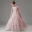 Charming Blushing Pink Beading Tassel Sequins Lace Flower Floor-Length / Long Birthday Flower Girl Dresses 2024 Ball Gown Scoop Neck Sleeveless Tulle