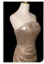 Sexy Glitzernden Champagner Pailletten Abendkleider 2025 Meerjungfrau Bandeau Ärmellos Rückenfreies Lange Abend Festliche Kleider