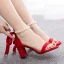 Sexy Beige Perle Knöchelriemen Schleife Sandalen Damen 2023 7 cm Thick Heels Peeptoes Ball Sandaletten Hochhackige