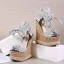 Fashion Black Street Wear Womens Sandals 2023 Ankle Strap Waterproof 17 cm Wedges Open / Peep Toe Sandals High Heels
