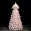 Flower Fairy Blushing Pink Handmade  Beading Pearl Rhinestone Appliques Prom Dresses 2025 Ball Gown Off-The-Shoulder Short Sleeve Backless Floor-Length / Long Formal Dresses