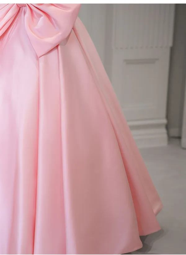 Onírico Rosa Bowknot Vestidos de gala 2026 Ball Gown Sweetheart Sin Mangas Sin Espalda