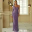 Sexy Grape Paillettes Robe De Soirée 2022 Trompette / Sirène Une épaule Manches Longues Dos Nu Longue Soirée Robe De Ceremonie