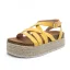 Schlicht Gelb Strassenmode Strand Flechten Sandalen Damen 2022 6 cm Keilabsatz Peeptoes Sandaletten