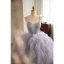 Fashion Sky Blue Cascading Ruffles Prom Dresses 2023 Ball Gown Spaghetti Straps Sleeveless Sweep Train Formal Dresses