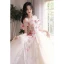 Flower Fairy White Appliques Prom Dresses 2023 A-Line / Princess Off-The-Shoulder Short Sleeve Backless Floor-Length / Long Prom Formal Dresses