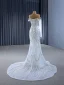 Luxe Blanche Fait main Perlage Perle Faux Diamant Paillettes Robe De Mariée 2024 Trompette / Sirène Bustier Sans Manches Dos Nu Train De Balayage Mariage