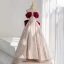 Charming Burgundy Beading Evening Dresses 2023 A-Line / Princess Satin Off-The-Shoulder Sleeveless Backless Bow Floor-Length / Long Evening Party Formal Dresses