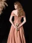 Elegant Nude Satin Prom Dresses 2025 A-Line / Princess Off-The-Shoulder Sleeveless Backless Floor-Length / Long Prom Formal Dresses