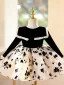 Chic / Beautiful Black Printing Birthday Short Flower Girl Dresses 2025 Ball Gown Scoop Neck Long Sleeve Tulle