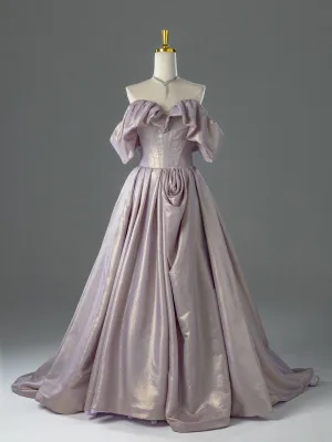 Élégant Rougissant Rose Robe De Bal 2026 Princesse De L Épaule Manches Courtes Dos Nu Longue Robe De Ceremonie