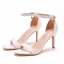 Simple Blanche Chaussure De Mariée 2022 Bride Cheville 8 cm Talons Aiguilles Peep Toes / Bout Ouvert Mariage Sandales Talons Hauts