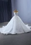 Luxury / Gorgeous White Beading Appliques Sequins Wedding Dresses 2023 Ball Gown Off-The-Shoulder Long Sleeve Backless Chapel Train Wedding